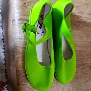 Vibrant Green Mary Jane Flats Size 10